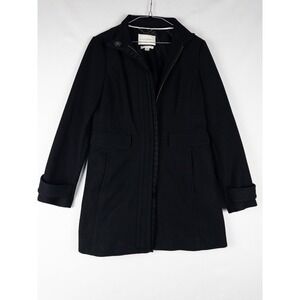 Banana Republic Coat Womens S Black‎ Lined Wool Full Zip Lined ItalIan Fabric